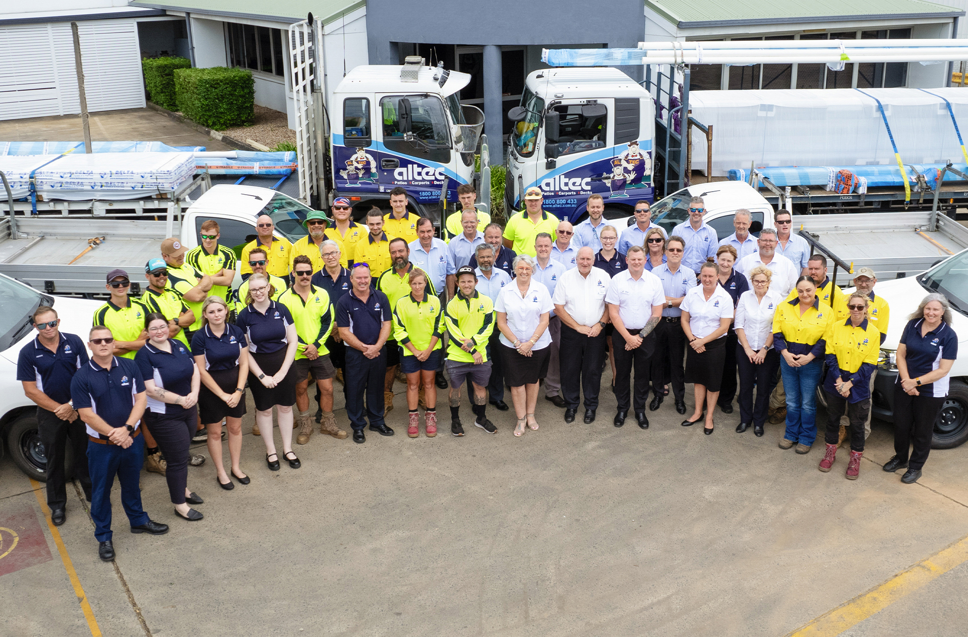 Admin team photoshoot in front of Altec ute