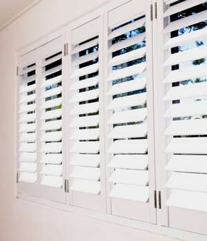 Side image of white shutters
